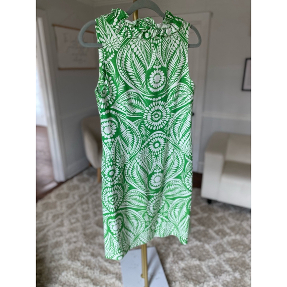 Kate Spade Shift Dress Green Floral Ruffle Neck Quiet Luxury Summer Spring Party - Picture 3 of 7